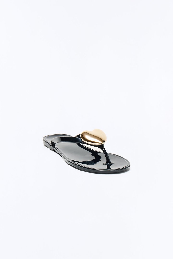 Mini Ravi Heart Jelly Flip Flop - Black