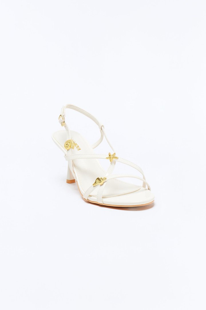 Jassy Hardware Slingback Heels - White
