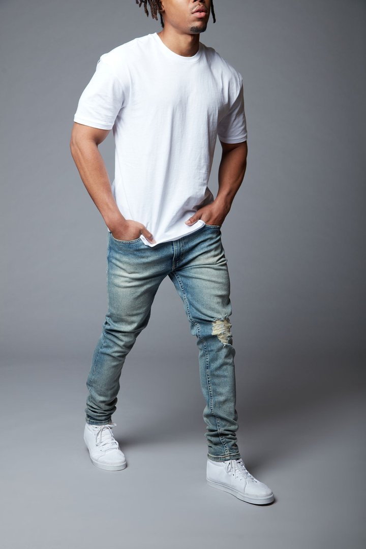 Take No L's Skinny Jean - Vintage Blue Wash