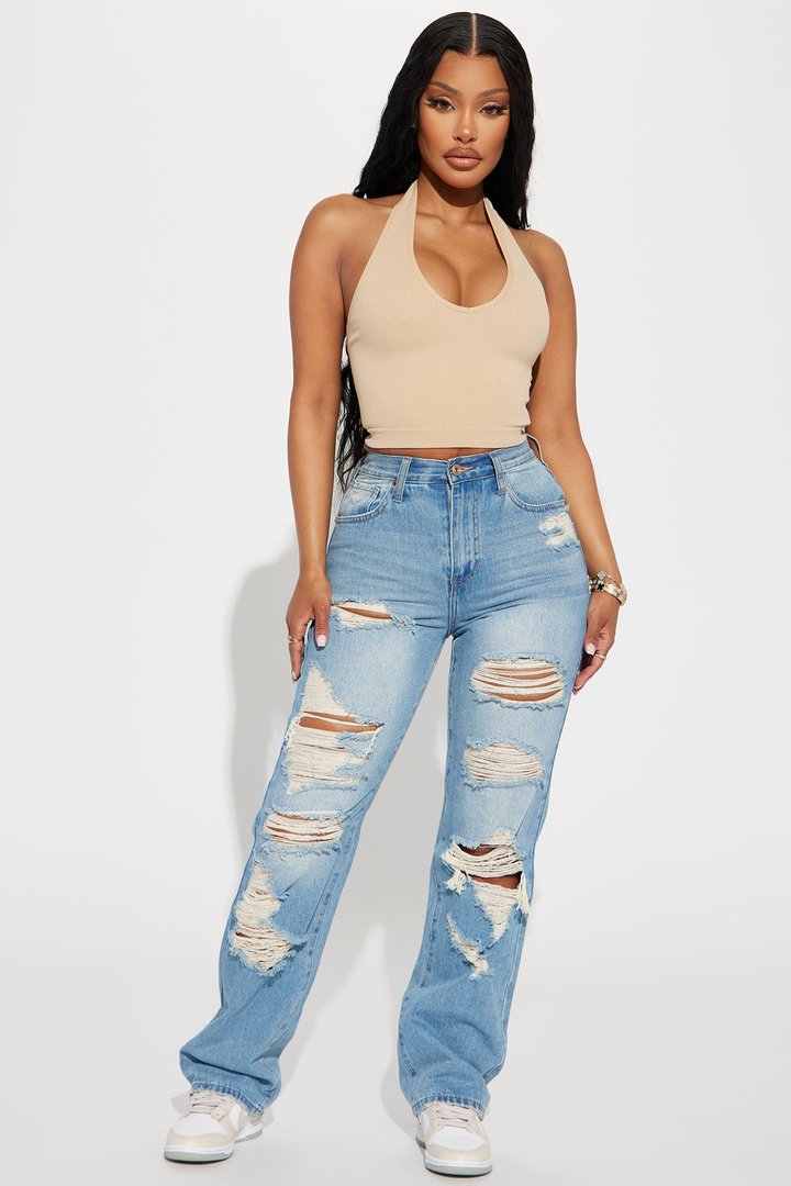 Simi Seamless Halter Crop Top - Taupe