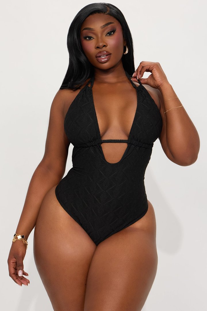 Stephy Textured 1 Piece Swimsuit - Black