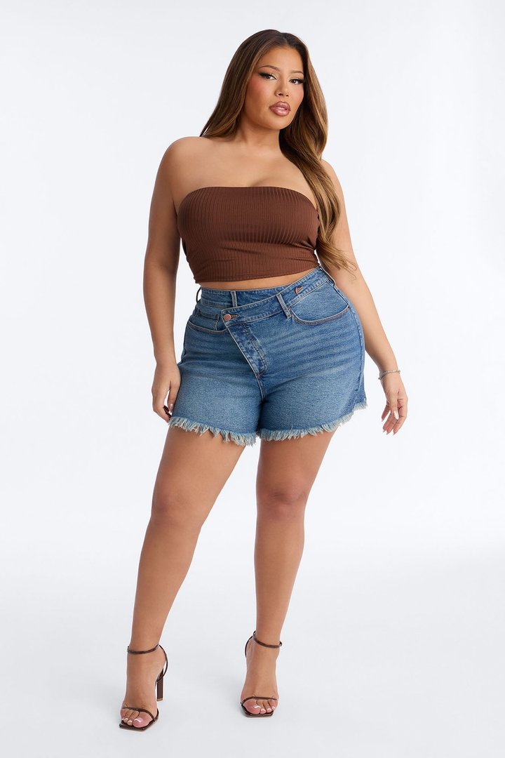 Masha Double Lined Ribbed Tube Top - Chocolate