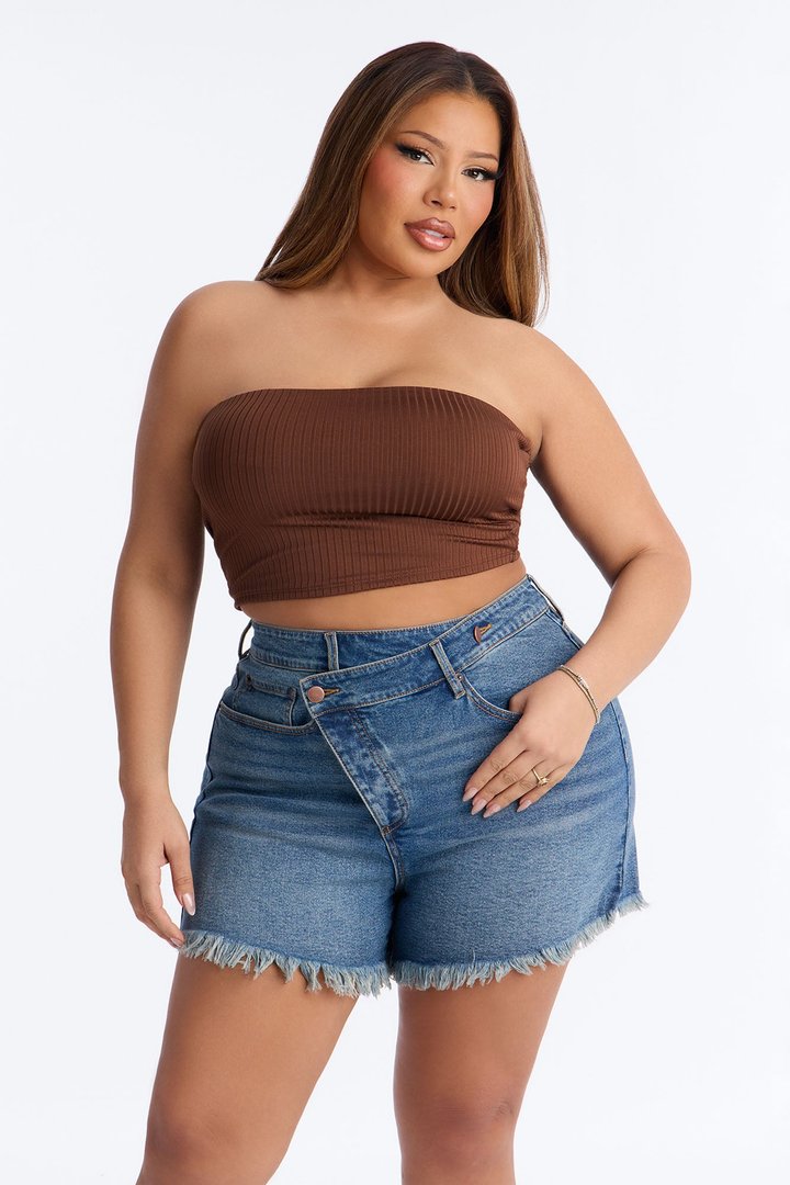 Masha Double Lined Ribbed Tube Top - Chocolate