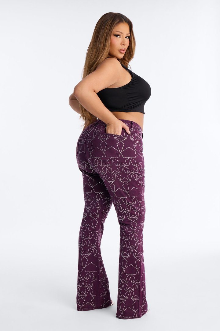 Star Performer Low Rise Embellished Jeans - Plum