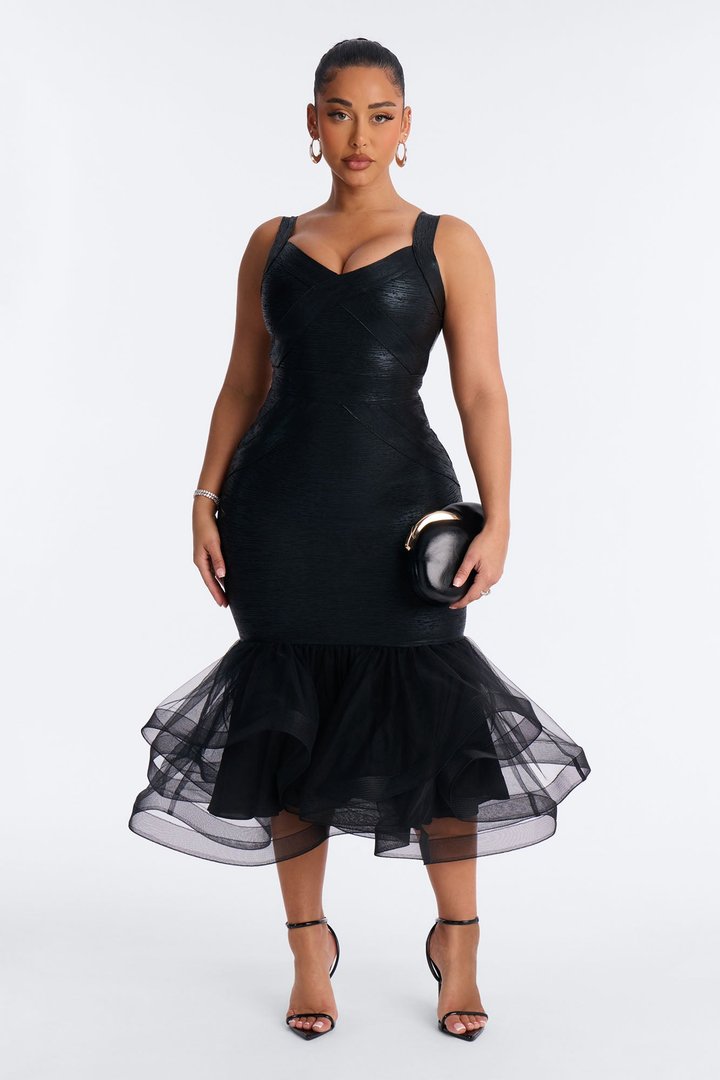 Mermaid Fresh Out Of Fashion Week Midi Dress - Black