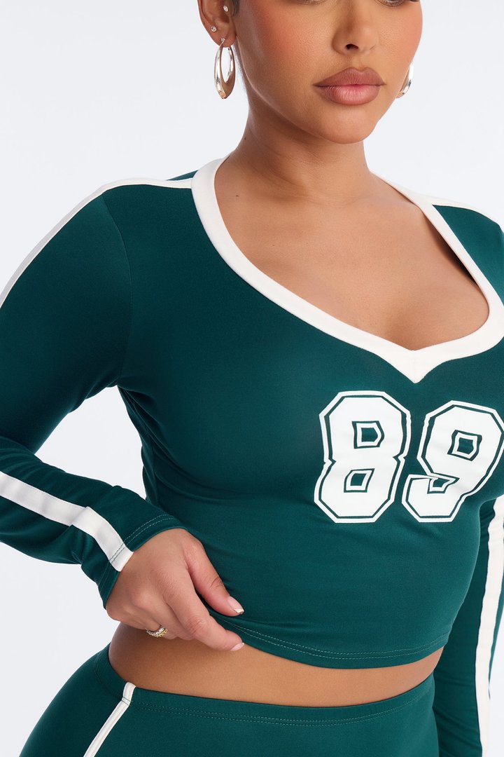 Cheer You On Long Sleeve Mini Skirt Set - Green