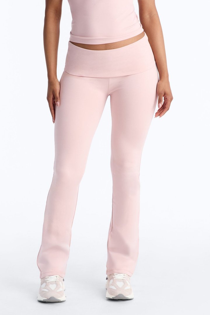 Myla Tricot Lounge Fold Over Flare Pants - Pink
