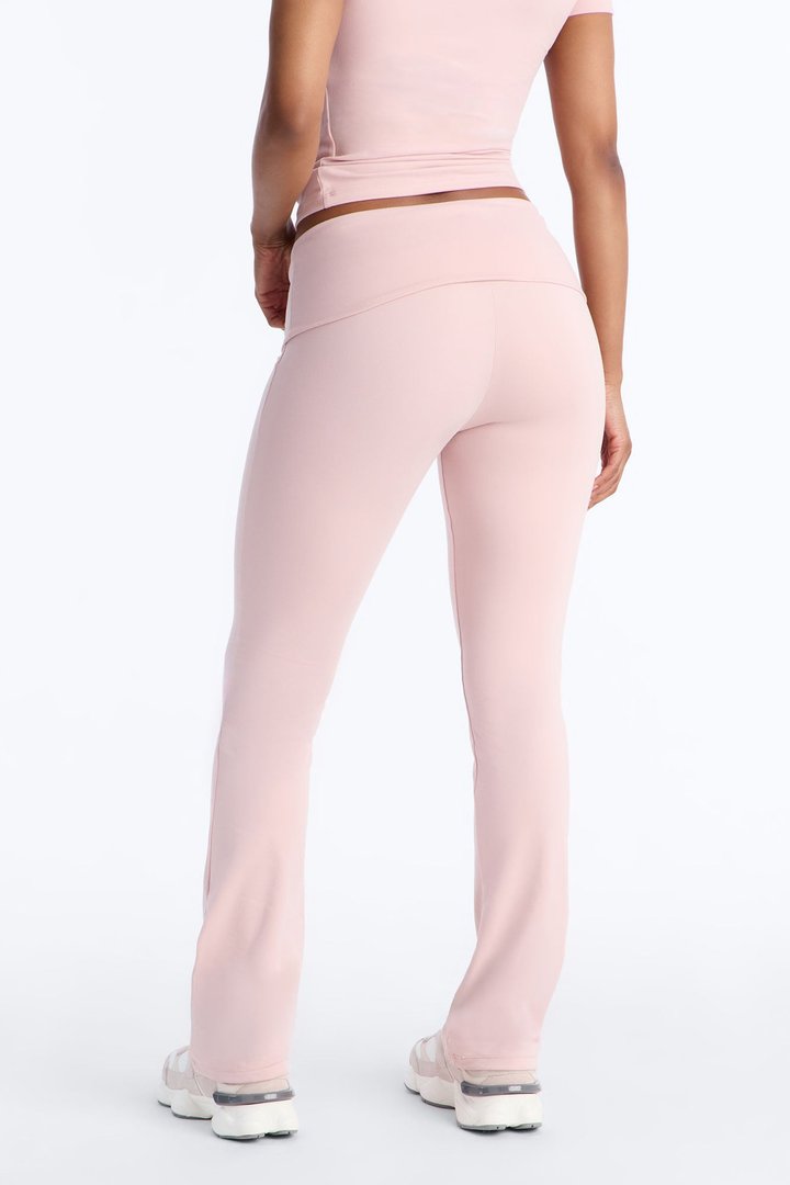 Myla Tricot Lounge Fold Over Flare Pants - Pink