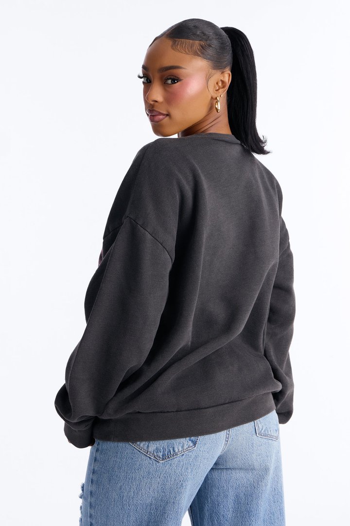 Jesus Walks Washed Crew Sweatshirt - Black Wash