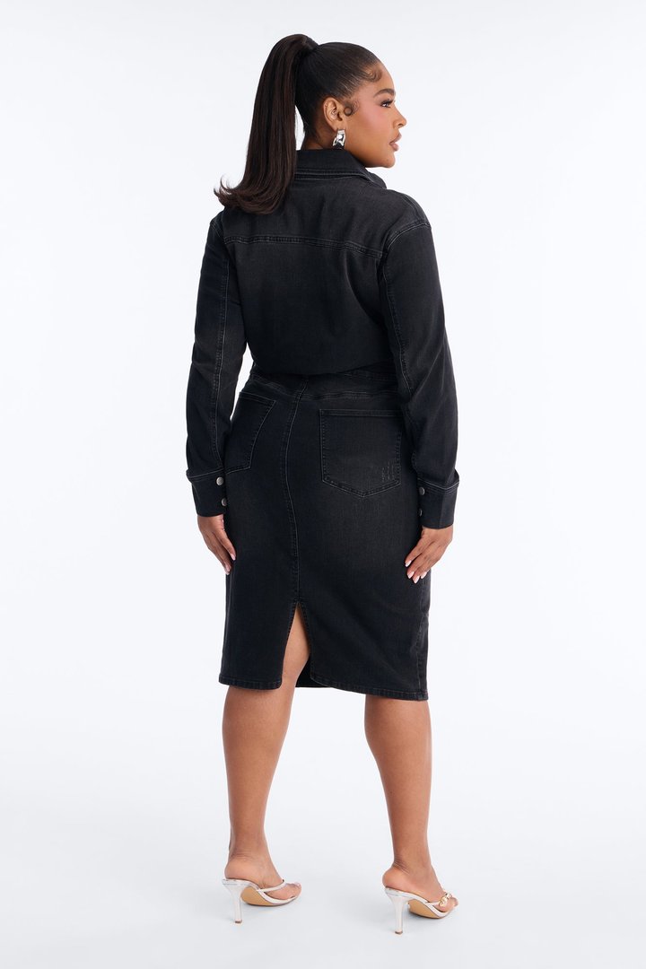 Belleville Denim Dresses Midi Dress - Black