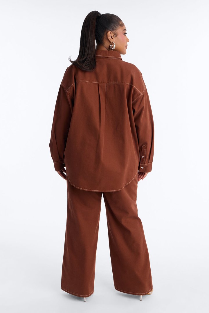 Del Rey Denim Pant Set - Brown