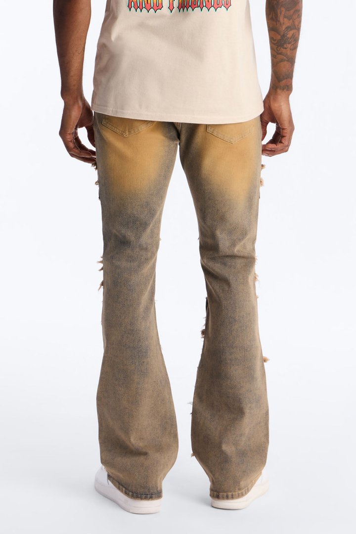 Stacked Skinny Flare With Tapestry Hit Jean - Vintage Wash