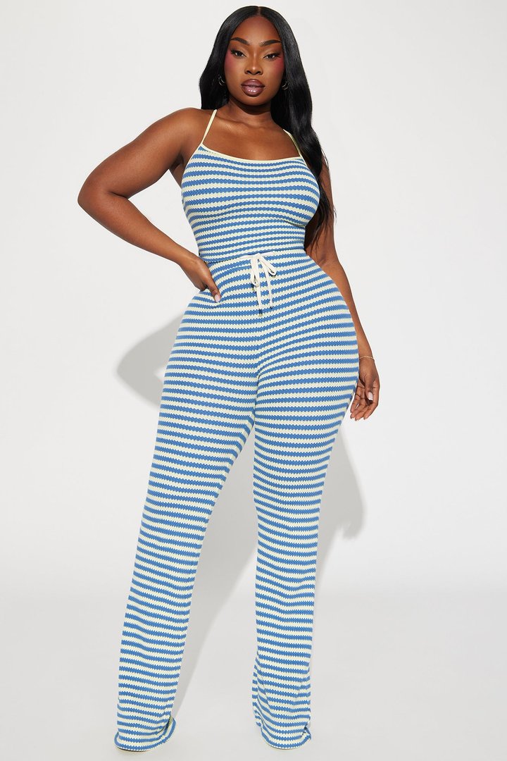 Summer Fling Crochet Pant Set - Blue/combo