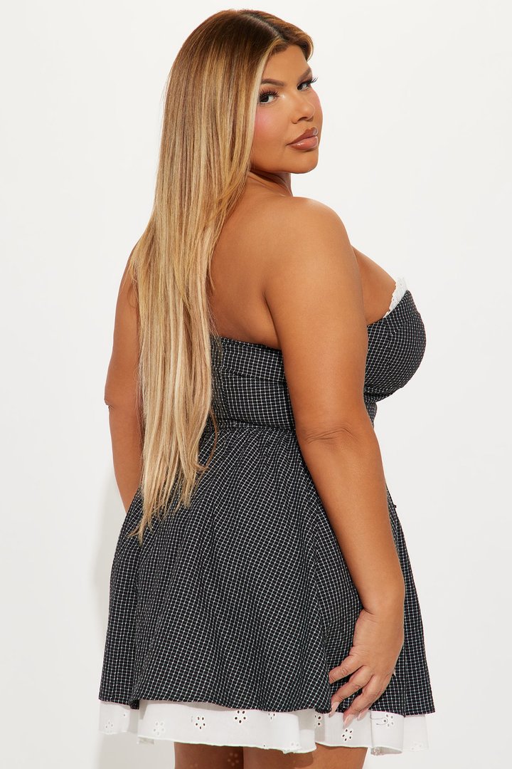 Julietta Plaid Mini Dress - Black