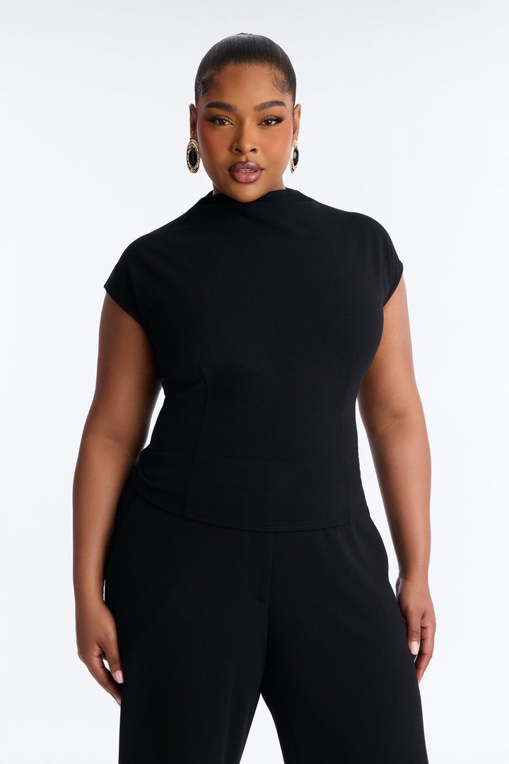 Melanie High Neck Trouser Pant Set - Black