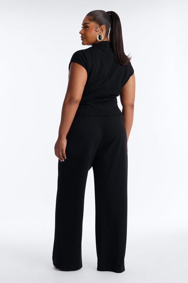 Melanie High Neck Trouser Pant Set - Black