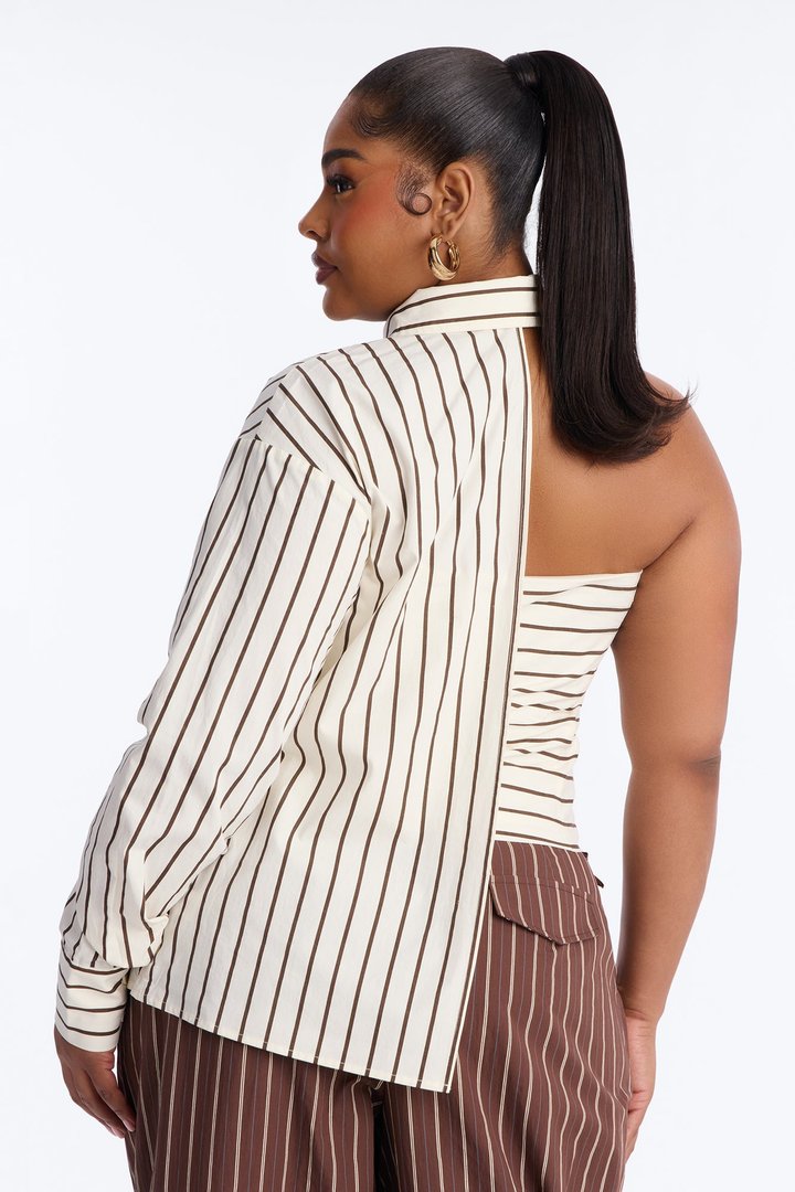 Martini Hour Striped 2 Piece Poplin Shirt - Cream/combo