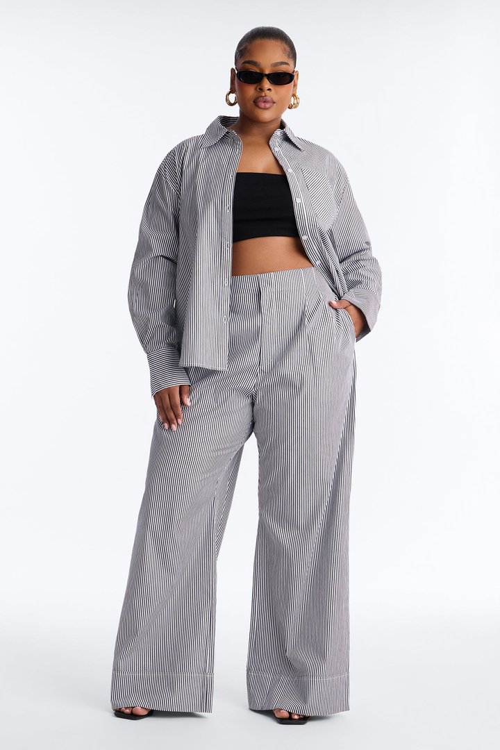 Caroline Pinstripe Pant Set - Grey/combo