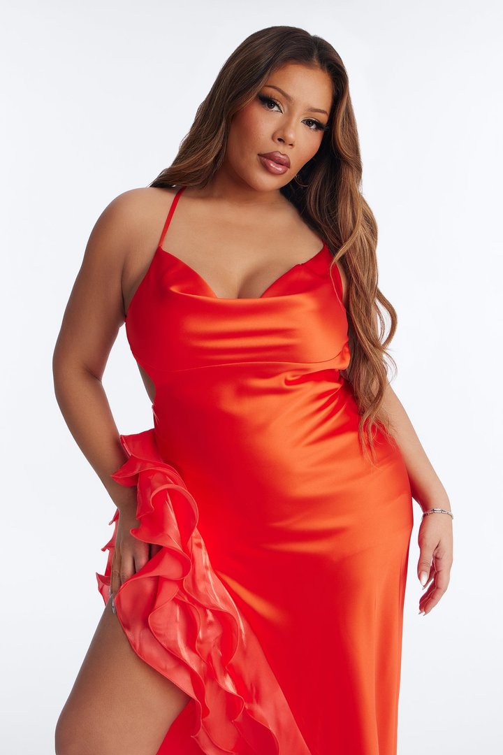 All For Me Ruffle Gown - Orange