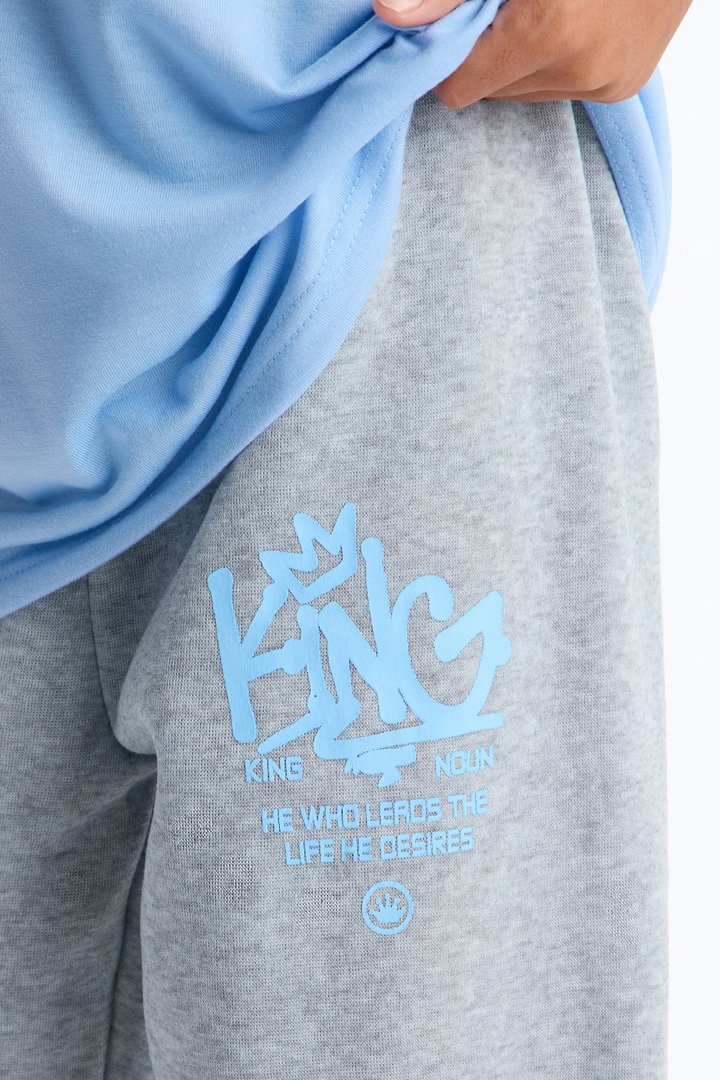 Mini King Of All Things Jogger Pant Set - Grey/combo