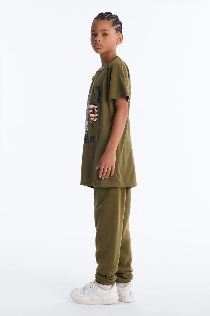Mini Money Maker Jogger Pant Set - Olive