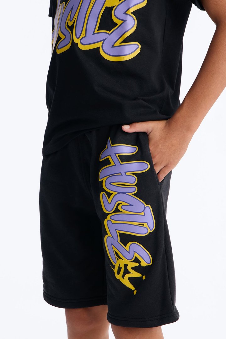 Mini Hustle King Fleece Short Set - Black
