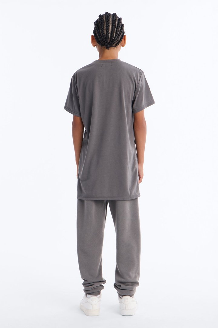 Mini King And His Crown Jogger Pant Set - Grey