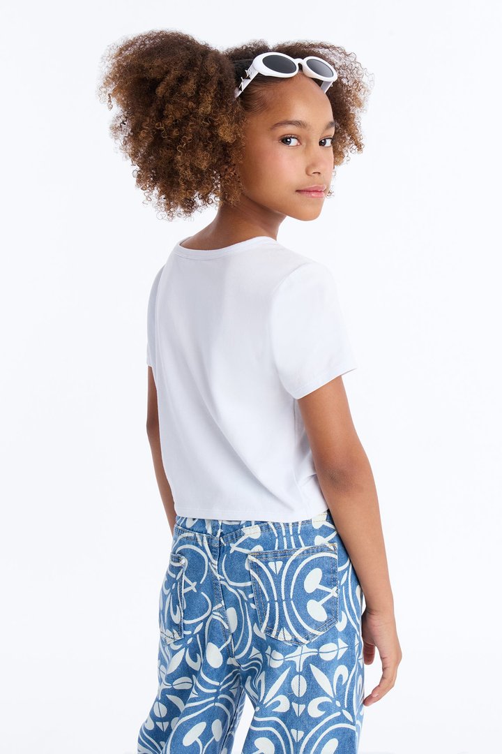 Mini Holly Twist Front Tee - White