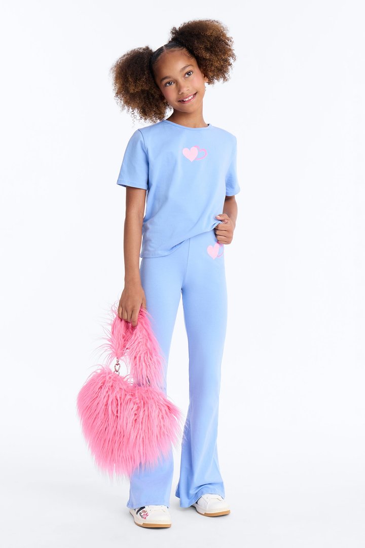 Mini Listen To Your Heart Flare Leg Pant Set - Blue