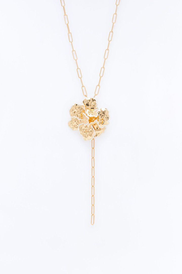 In My Element Floral Lariat Necklace - White/Gold