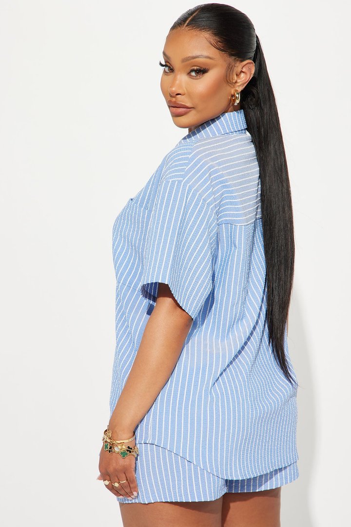 Lily Striped Short Set - Blue