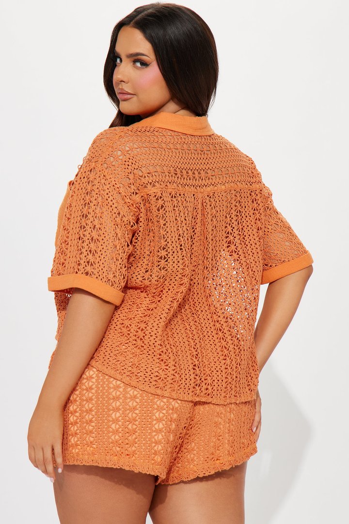 Meet At Dawn Crochet Short Set - Rust