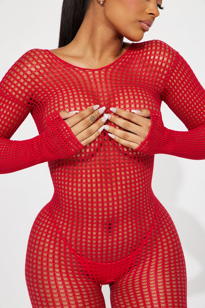 Give Me Your All Jumpsuit Bodystocking - Red
