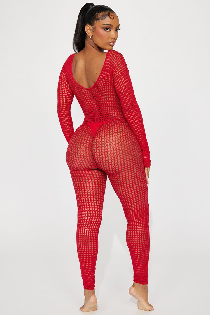 Give Me Your All Jumpsuit Bodystocking - Red