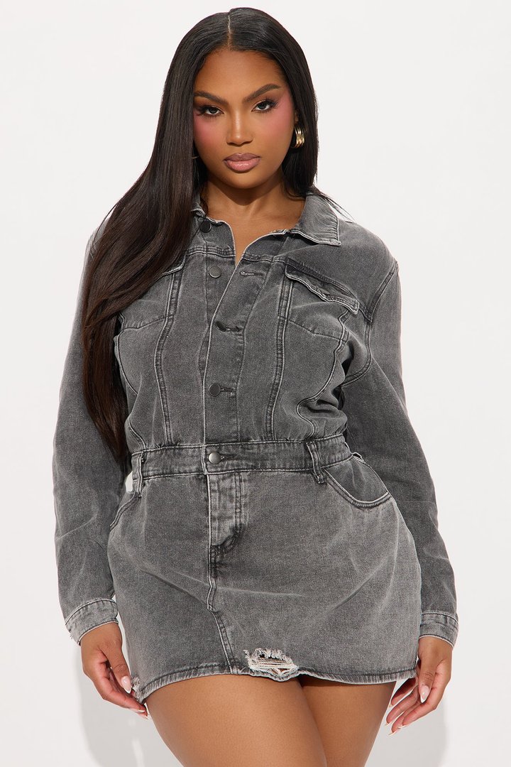 Adriana Denim Mini Dress - Black Wash