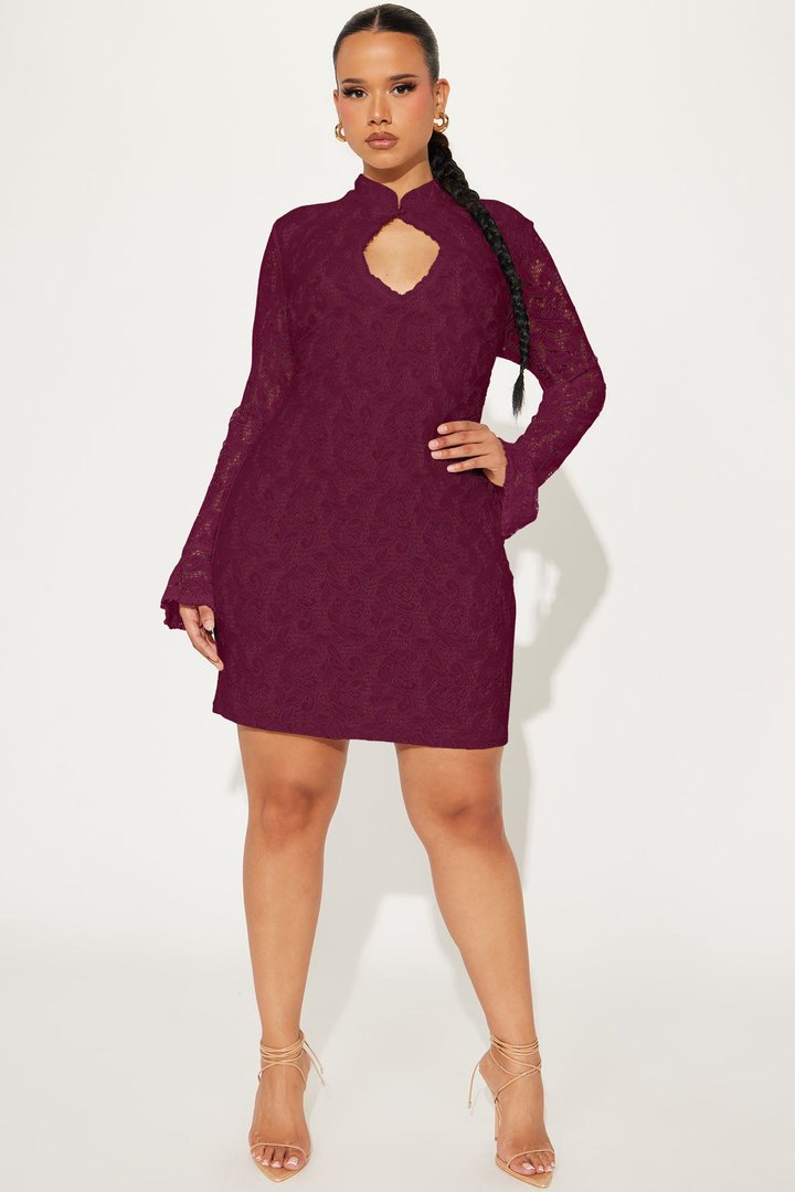 Roxanna Lace Mini Dress - Plum