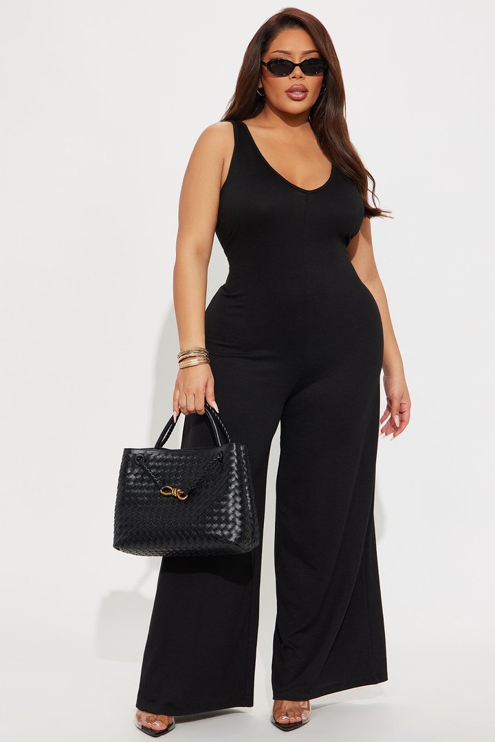 Making My Way Ribbed Jumpsuit - Black