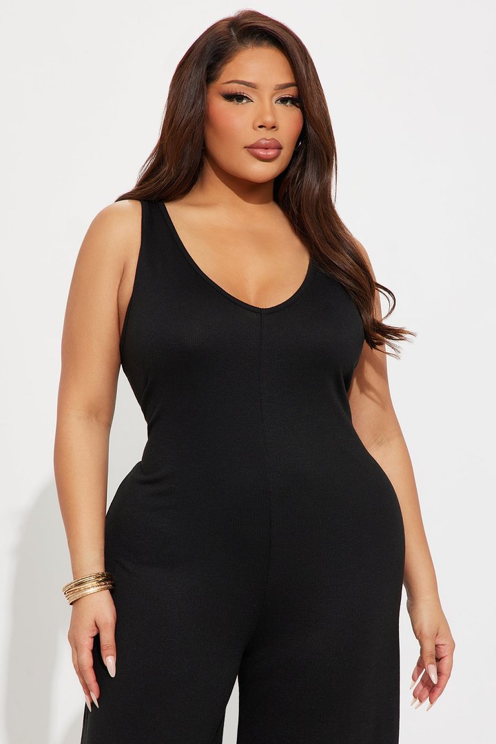 Making My Way Ribbed Jumpsuit - Black