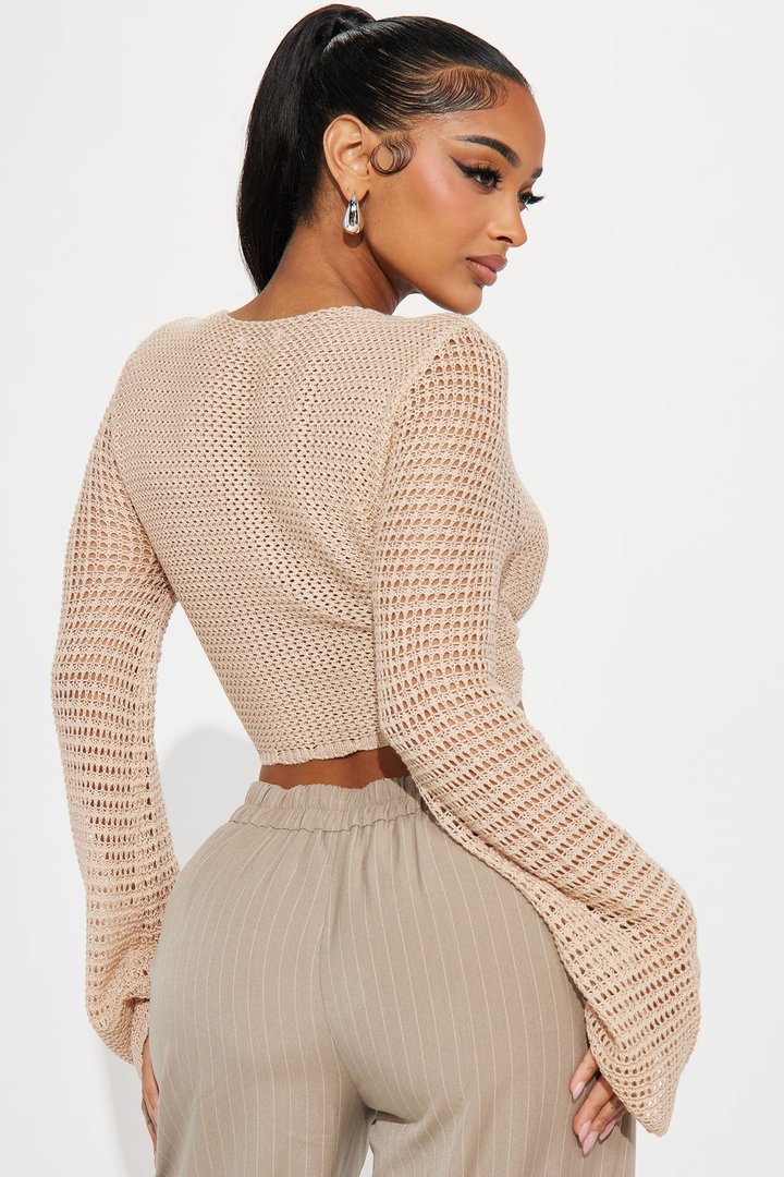 Sunny Paradise Crochet Top - Taupe
