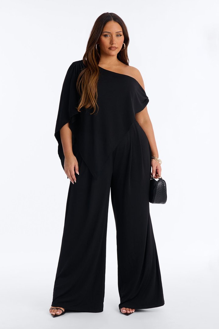 Shanti Asymmetrical Wide Leg Jumpsuit - Black