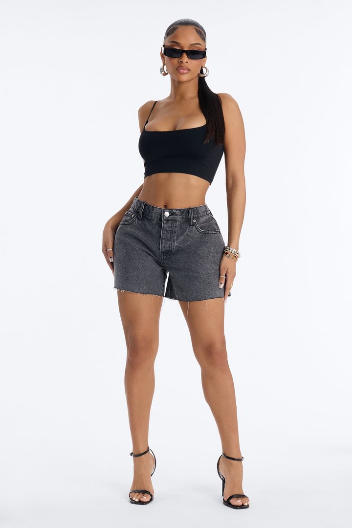 Gone Away Vacation Denim Shorts - Black Wash