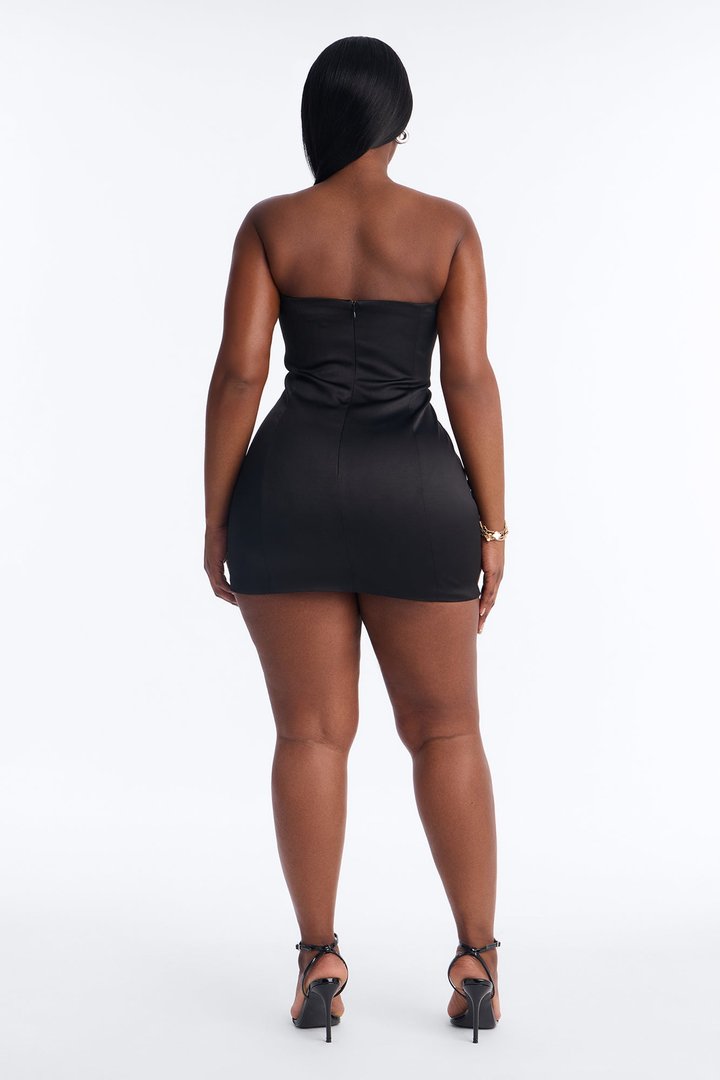 Blooming Love Satin Mini Dress - Black/Red