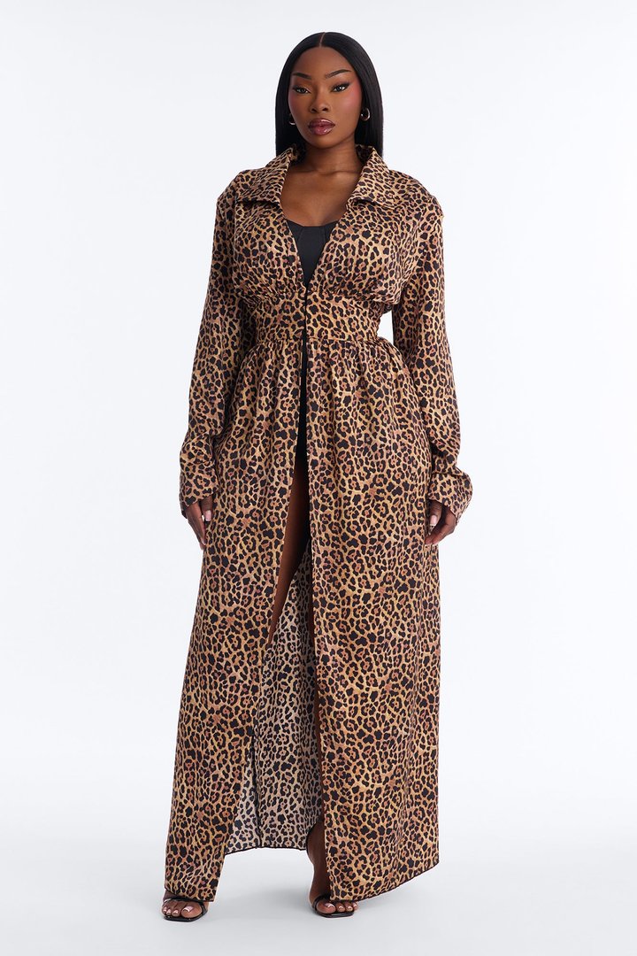 Satin Seduction Leopard Short Set - Brown Combo