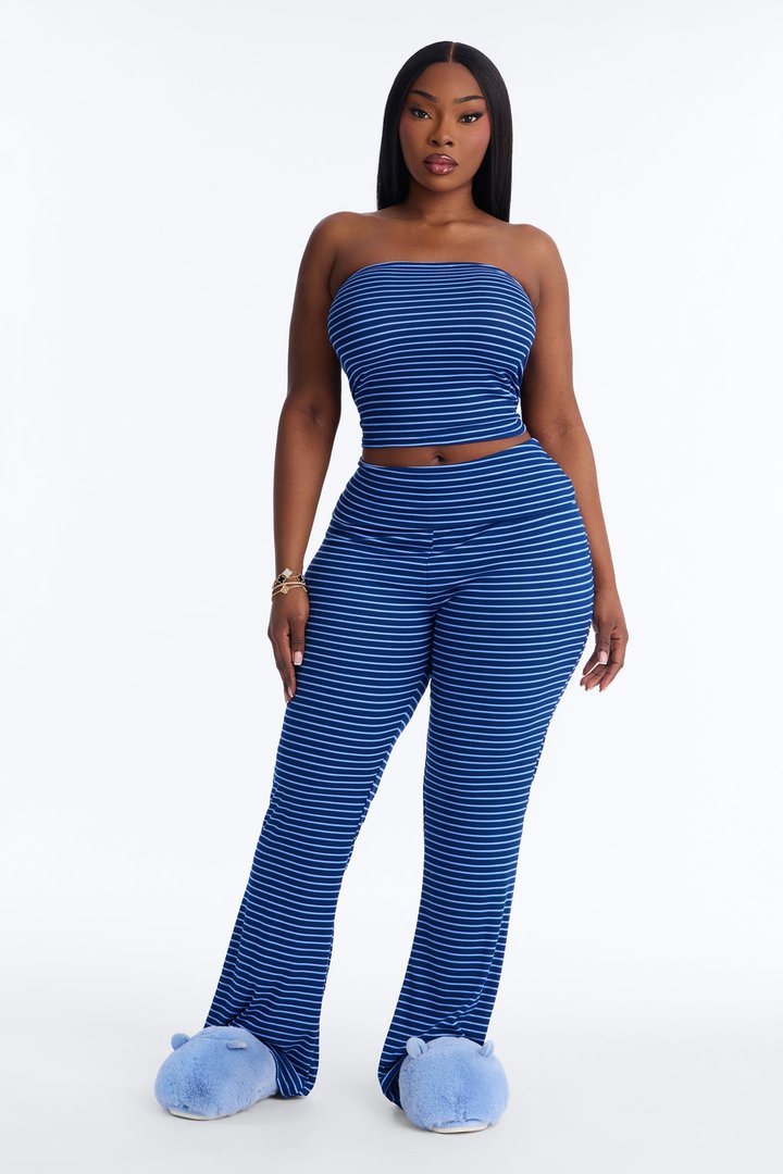 Dreamy Nights Tube Top Foldover PJ Pant Set - Navy