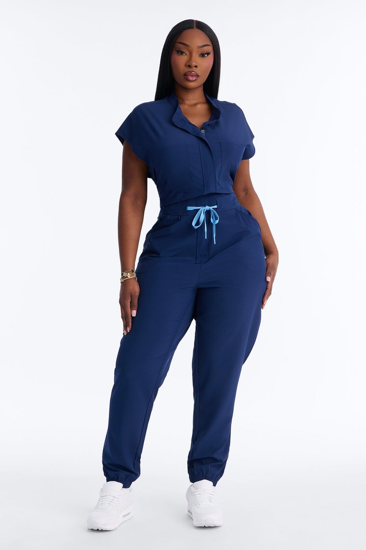 Ready Next Shift Stretch Scrub Jumpsuit - Navy