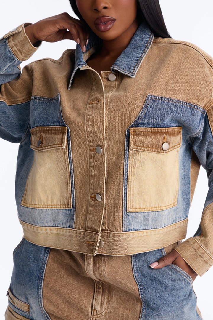 Sahara Denim Jacket - Tan/Multi