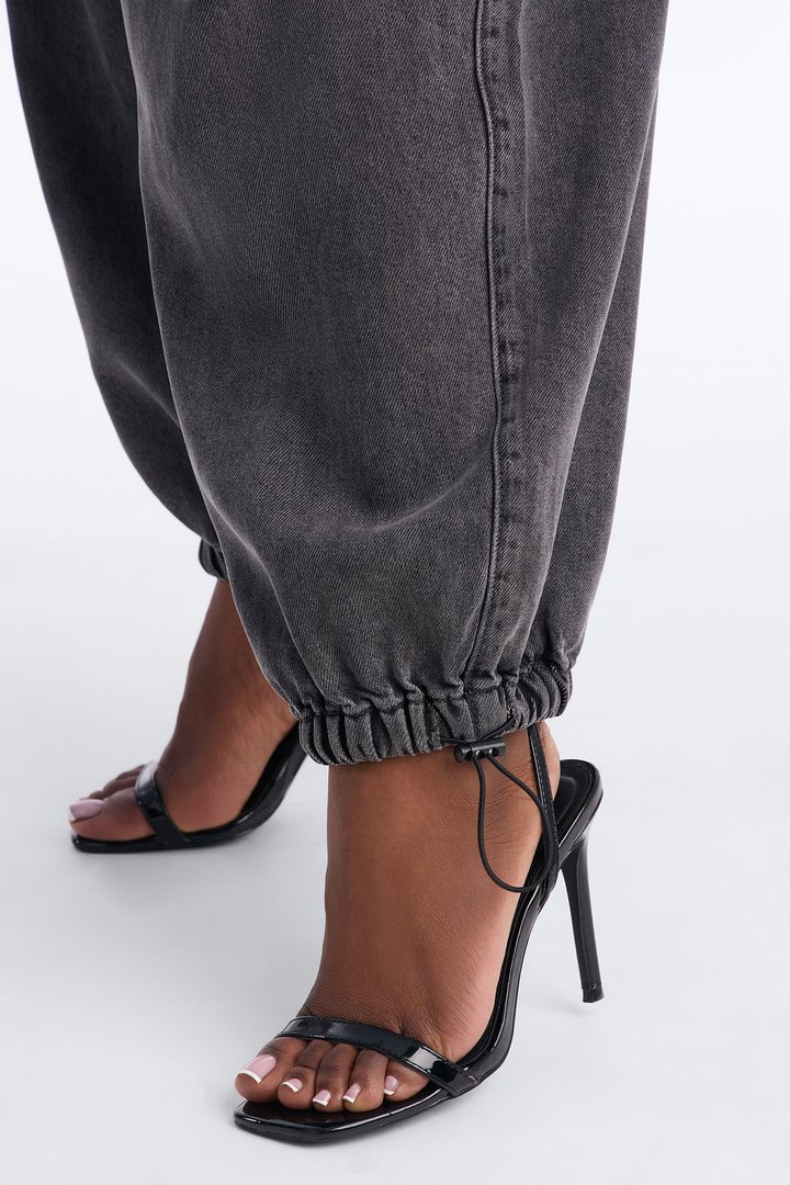 Montserrat Baggy Drapey Denim Cargo JoggerJeans - Dark Grey