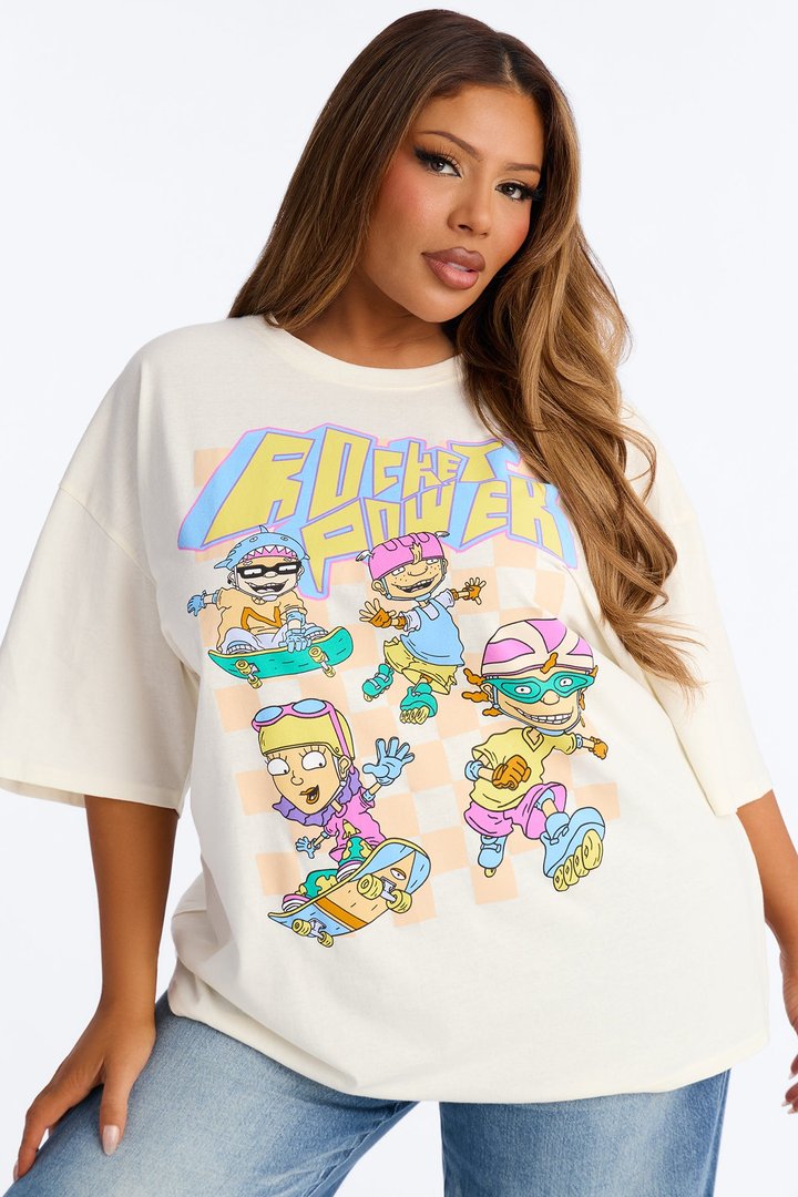 Rocket Power Skateboard Oversized Tee - Cream