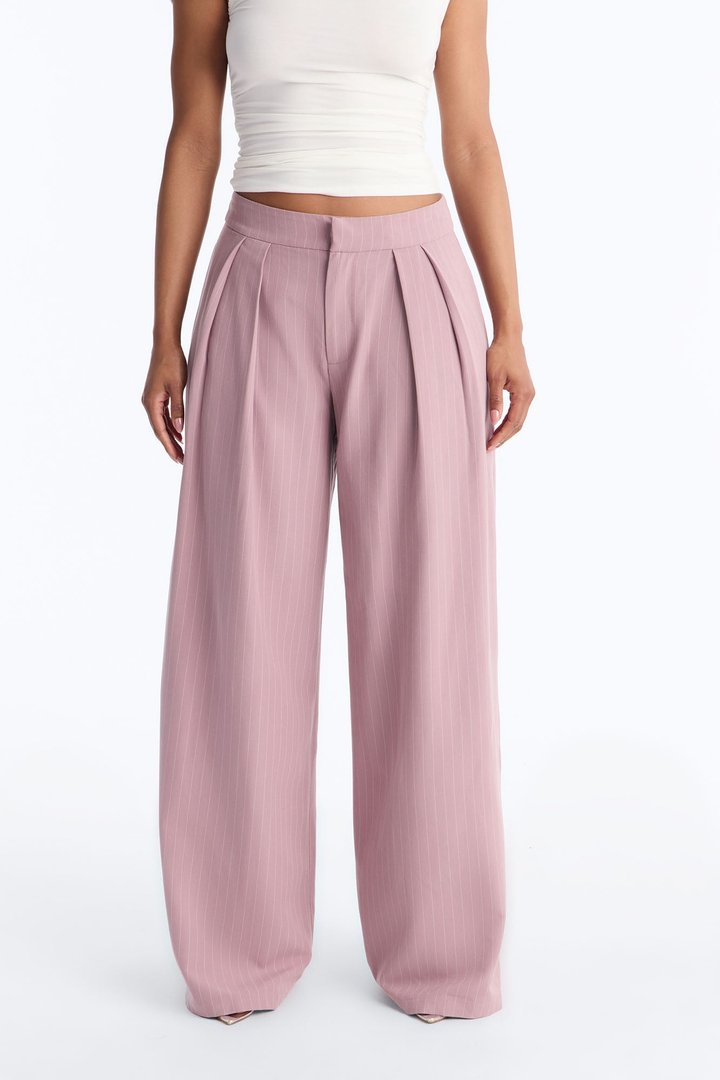 Nyla Low Rise Pleated Wide Leg Trouser Pant 33″ - Orchid