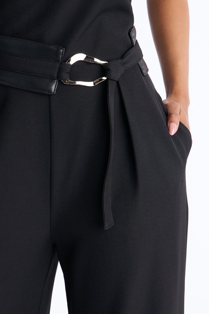 Holly Belted Wide Leg Jumpsuit - Black